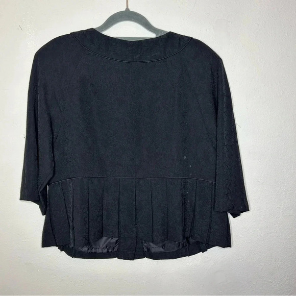 Plaza South Black Peplum Brocade Blazer Size 14 wide petite - Picture 3 of 8